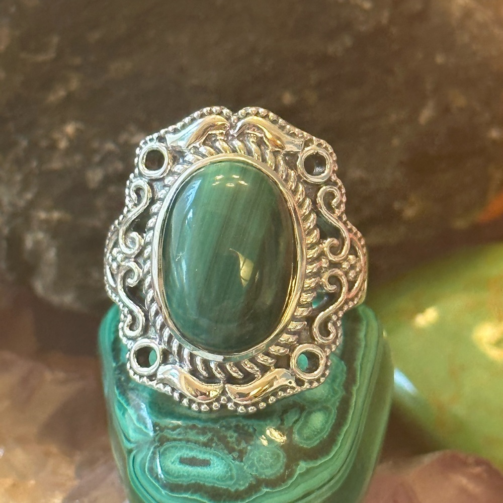 Malachite 925 Solid Sterling Silver Ring - image 7